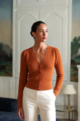Clary Knit Cardigan - Golden brown — photo 3