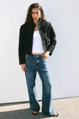 Veste à épaulettes en twill - Noir — photo 1