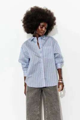 Chemise oversize rayée Femme — photo 2