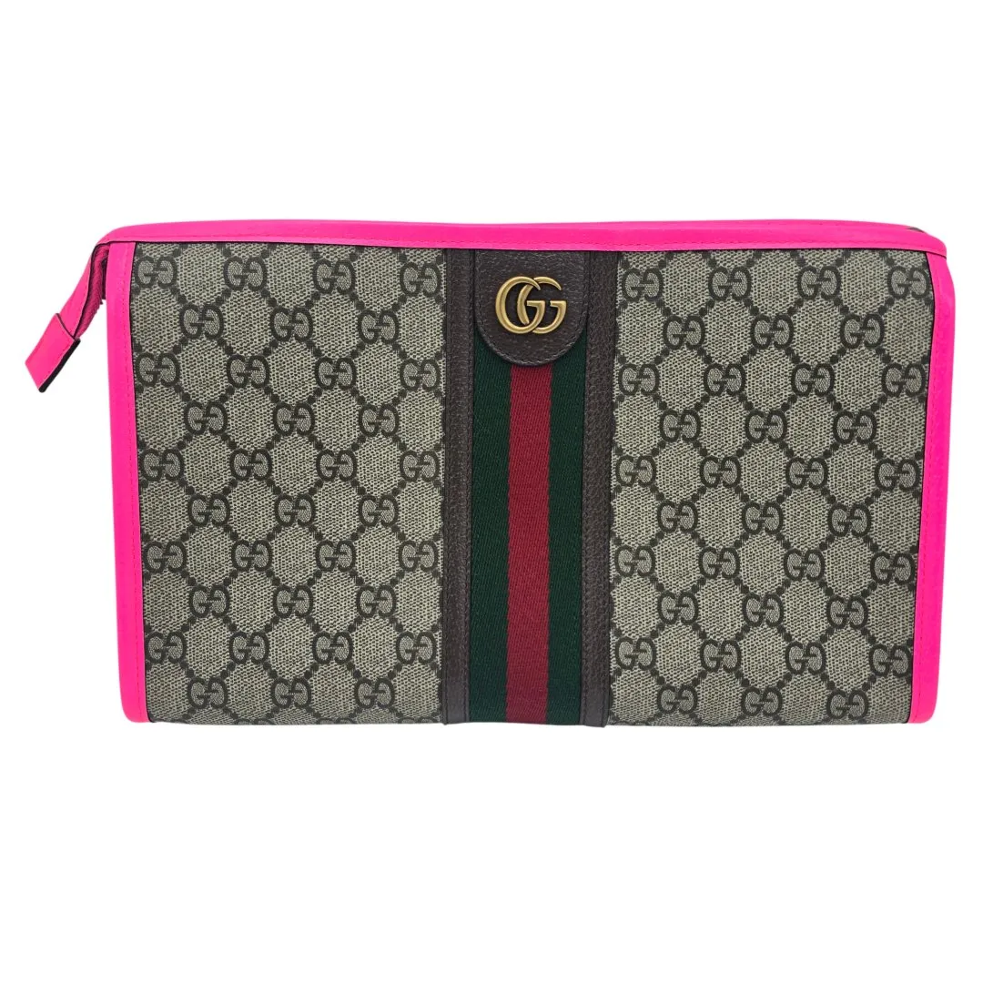 Pochette ophidia toile gg supreme fuschia