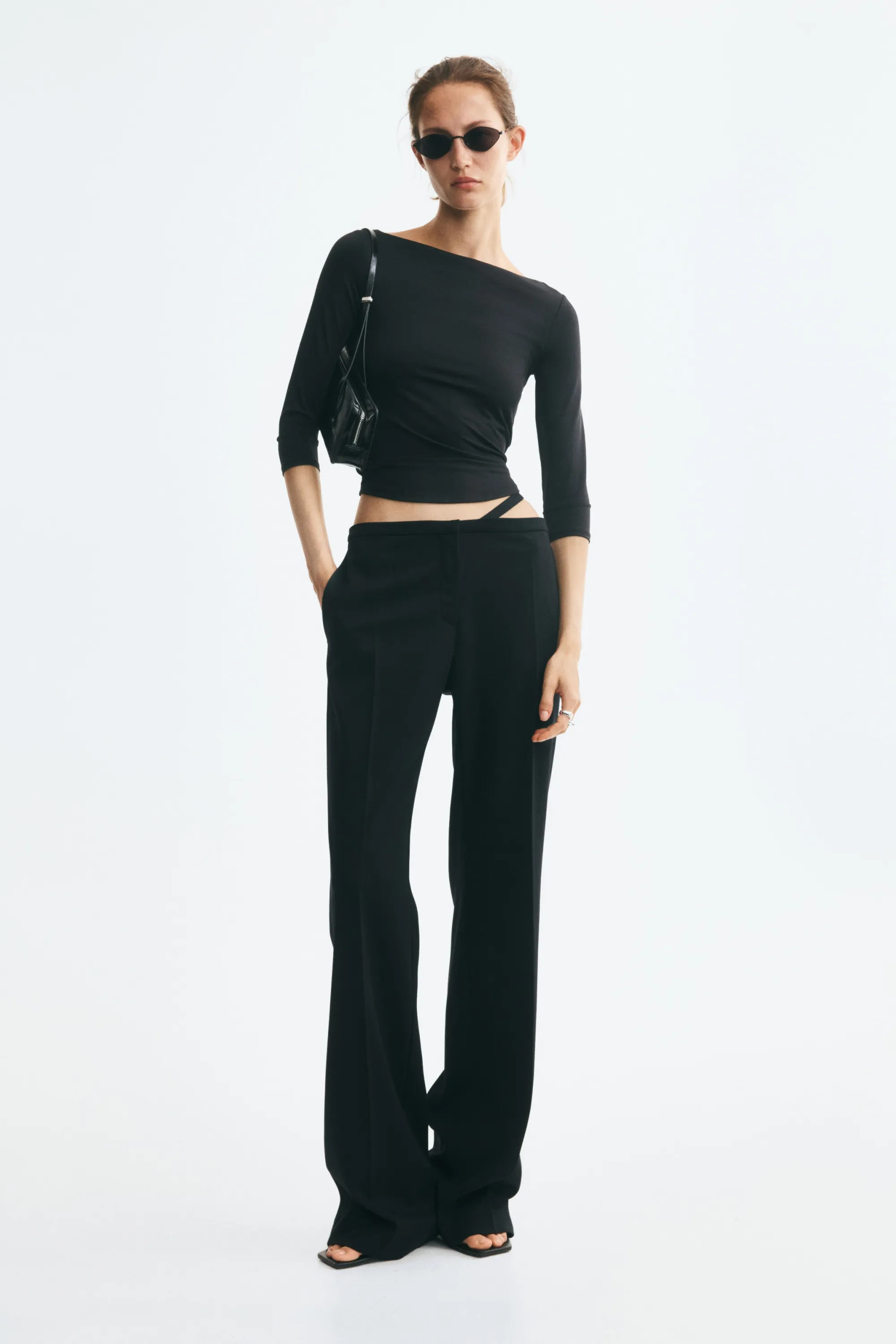 Top en jersey avec encolure bateau - Noir
