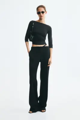 Top en jersey avec encolure bateau - Noir — photo 1