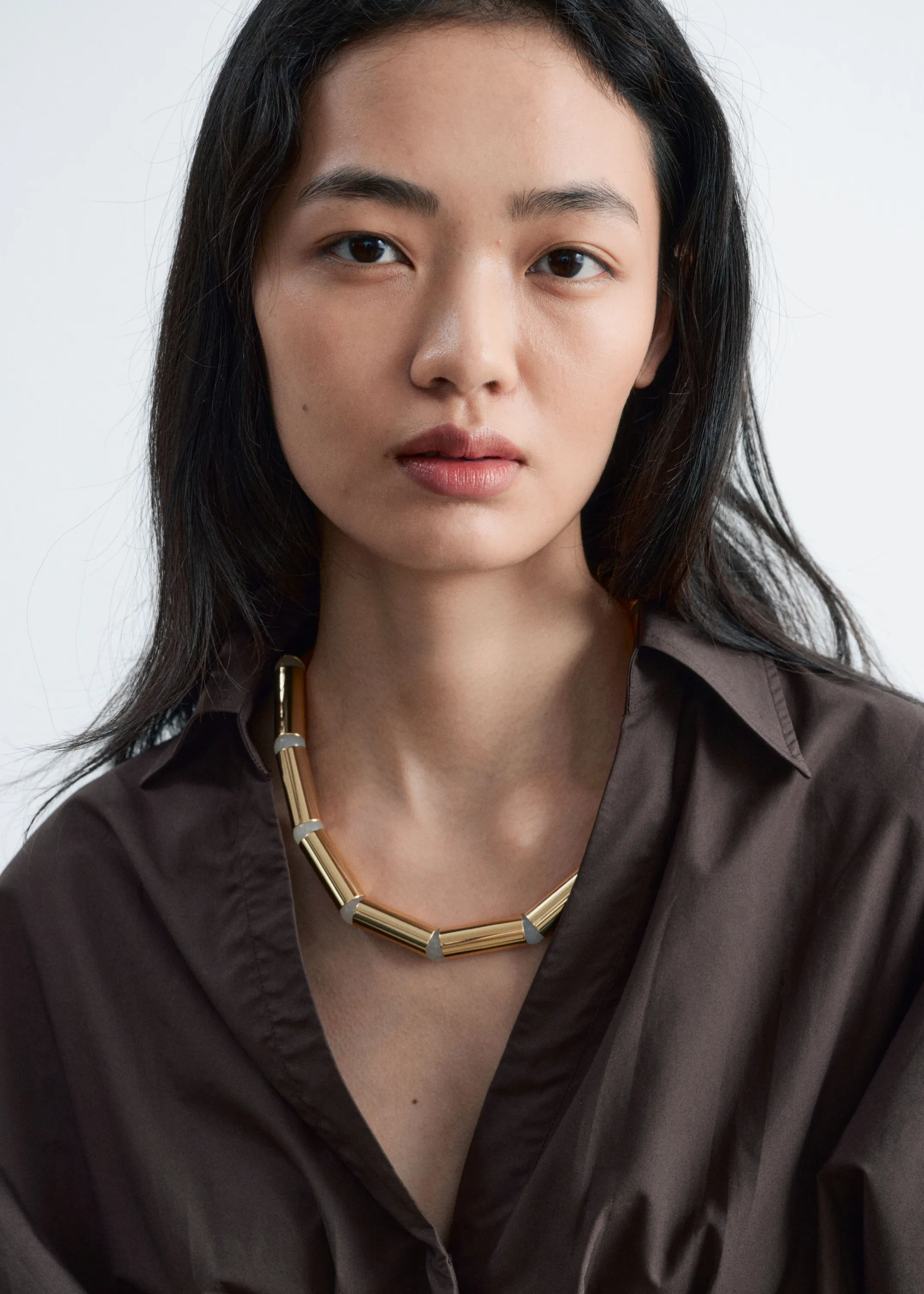 Chemise ajustée en coton - Marron foncé