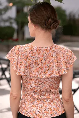 Milena Flounce Blouse - Orange floral — photo 5