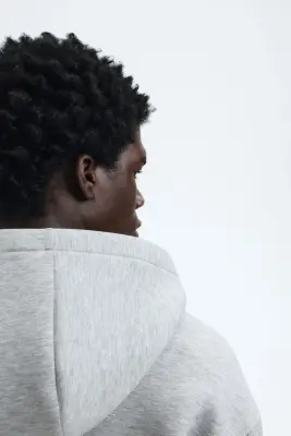 Veste à capuche zippée Loose Fit en scuba - Gris chiné — photo 3