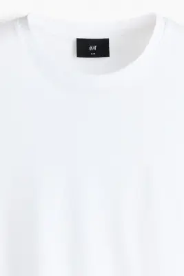 T-shirt Slim Fit en coton pima - Blanc — photo 4