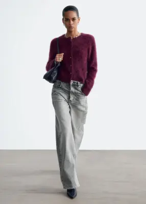 Cardigan en cachemire brossé - Rouge foncé — photo 3