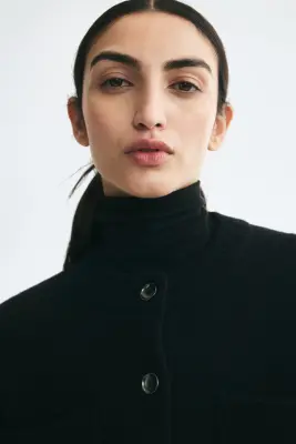 Gilet en laine mélangée avec poches - Noir — photo 3
