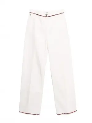 Jean taille haute droit en coton blanc liseré tweed bleu rouge Prix boutique 2800€ Taille XS — photo 1