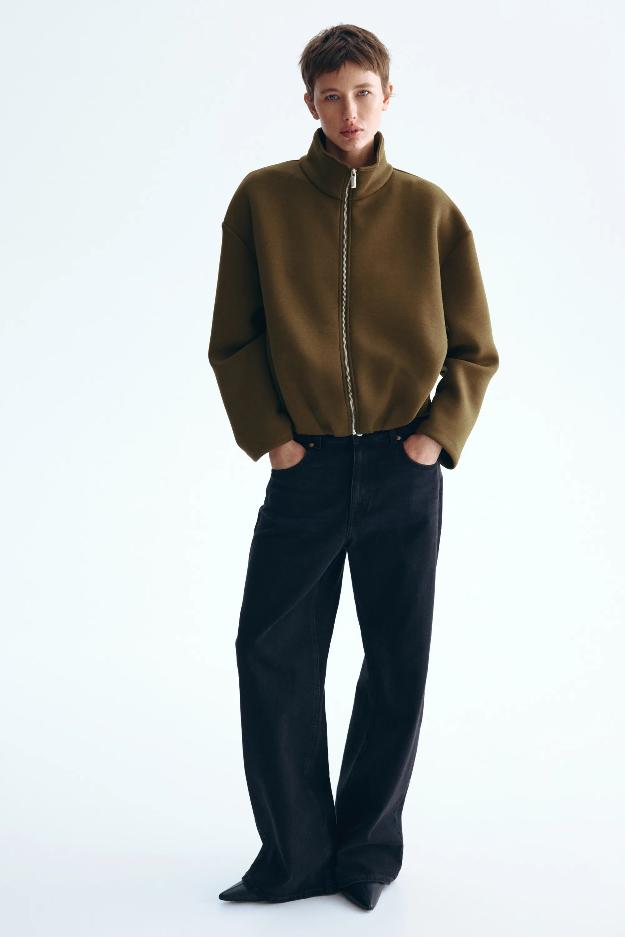 Veste en scuba - Vert kaki foncé