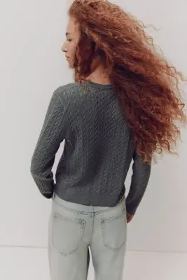 Pull en maille torsadée - Gris foncé — photo 3
