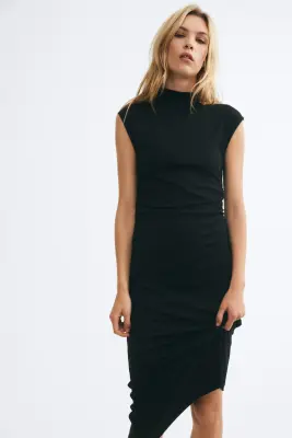 Robe sans manches avec col cheminée - Noir — photo 2