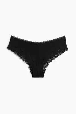 Lot de 3 shortys en coton et dentelle - Noir — photo 4