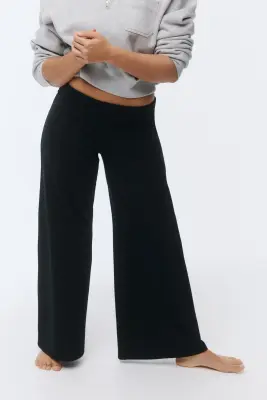 Pantalon évasé en jersey - Noir — photo 3