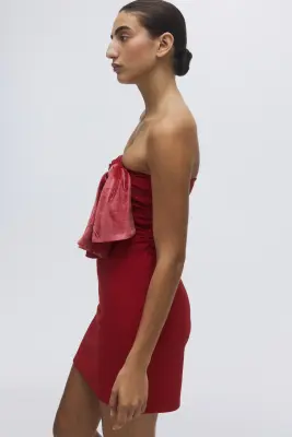Robe tube avec nœud - Rouge — photo 3