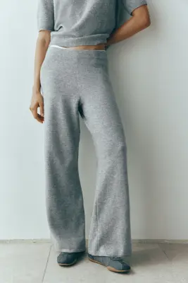Pantalon à taille élastique - Gris chiné — photo 2