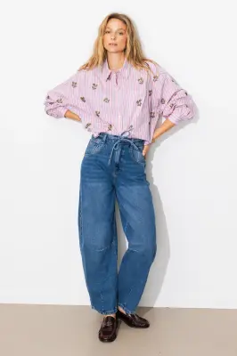 Chemise rayée perlée Femme — photo 5