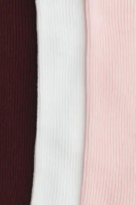Lot de 3 paires de chaussettes côtelées - Bordeaux/crème/rose clair — photo 2