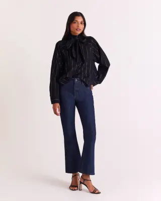 Chemise Joyce rayures marine et argent — photo 3