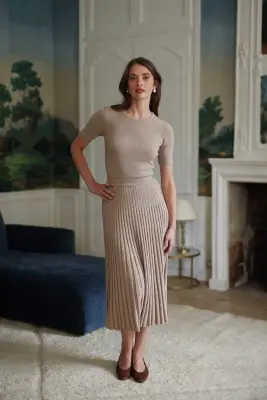 Henrietta Knit Top - Beige melange — photo 4