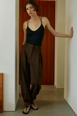 Pantalon ballon avec boucle - Taupe foncé — photo 2