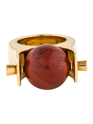 Bague ABBY en laiton doré et pierre ronde rouge Prix boutique 470€ Taille 50 — photo 5