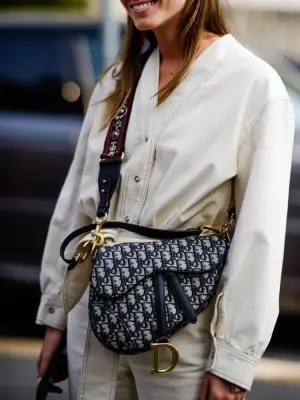 Sac Saddle iconique en toile imprimée monogramme bleu et beige Prix boutique 3500€ — photo 2