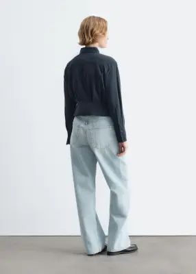 Chemise plissée à la taille - Bleu foncé — photo 4