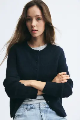 Gilet en maille côtelée - Bleu marine — photo 2