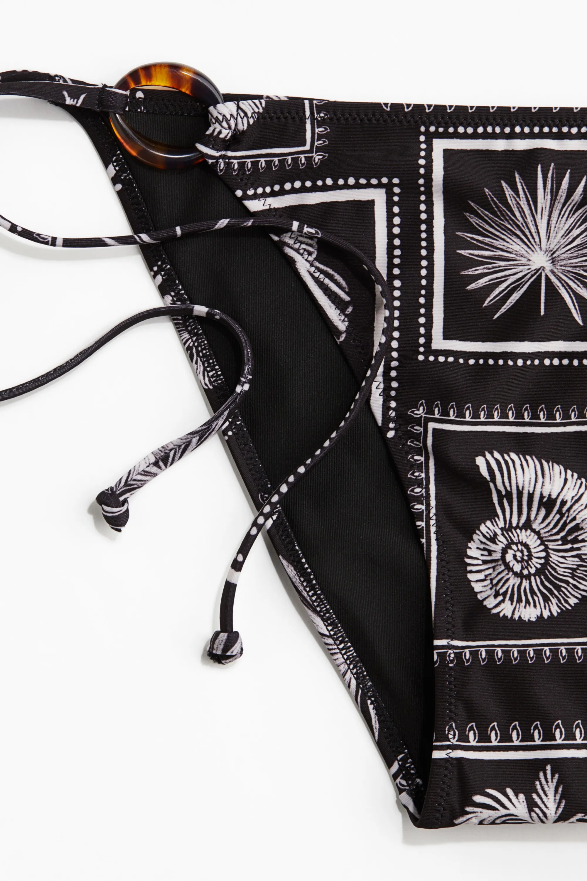 Bas de maillot Tanga à nouer - Noir/motif