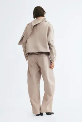 Scarf-collar twill jacket - Beige clair — photo 5