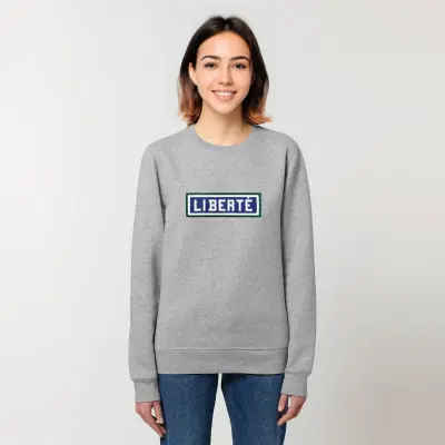 SWEAT SHIRT COTON BIO BRODÉ - LIBERTÉ - GRIS — photo 3