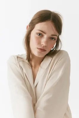 Chemise à col cubain - Beige clair — photo 2