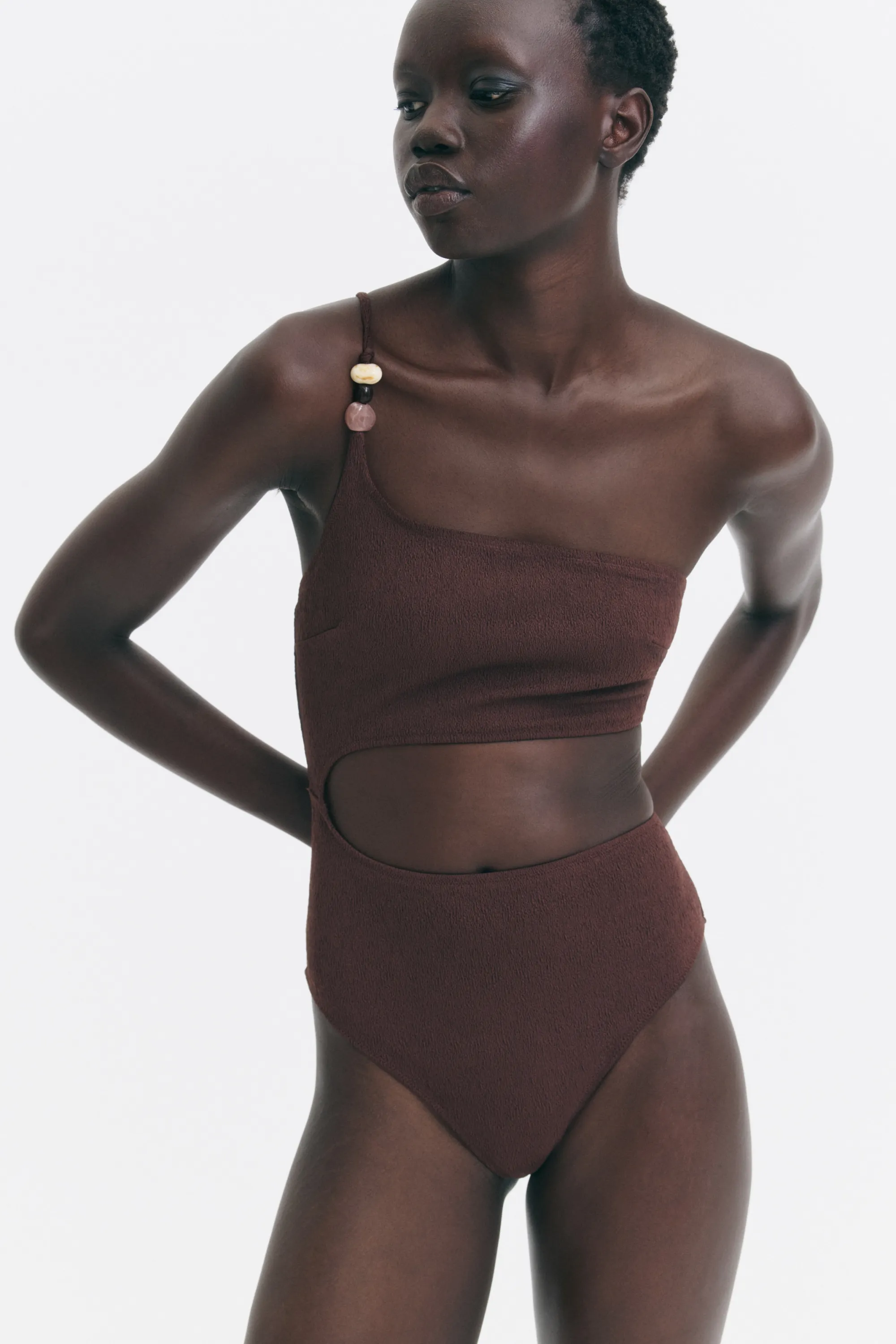 Maillot de bain paddé High Leg - Marron foncé