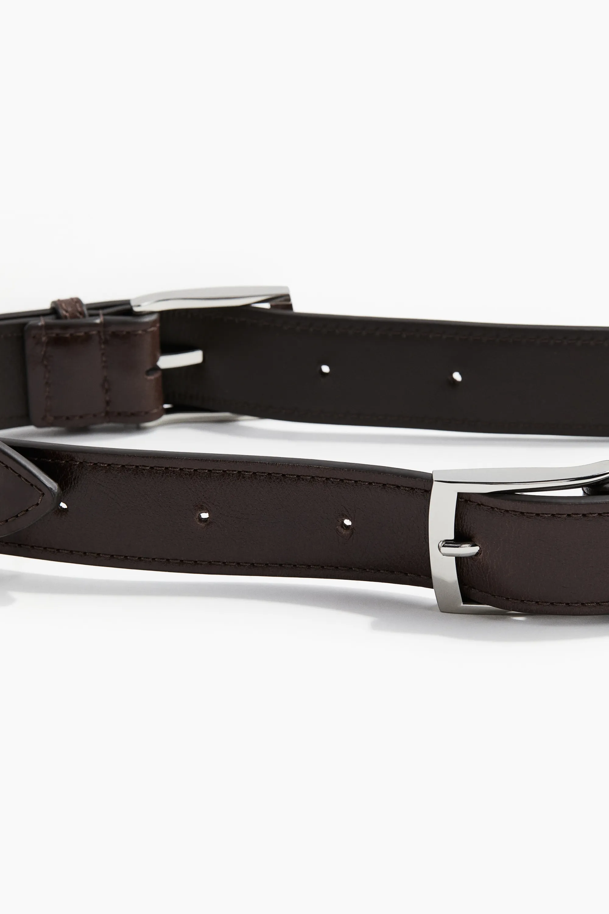 Ceinture en cuir en deux parties - Marron foncé