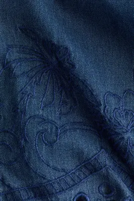 Blouse brodée en denim - Bleu denim foncé — photo 2