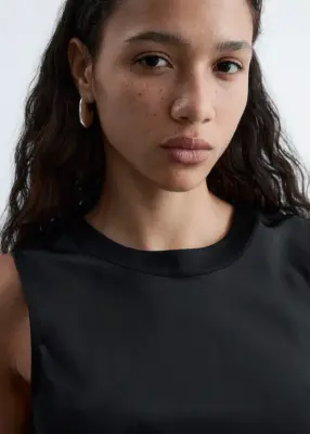 Robe midi asymétrique en satin - Noir — photo 1