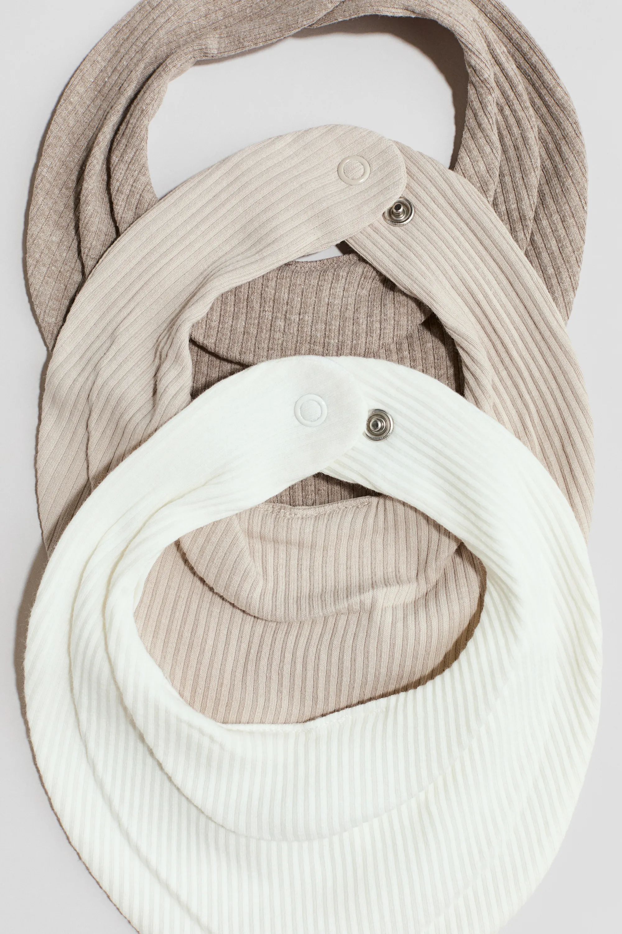 Lot de 3 bavoirs triangulaires en coton - Crème/beige