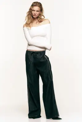 Pantalon en denim avec cordon de serrage - Bleu denim foncé — photo 2