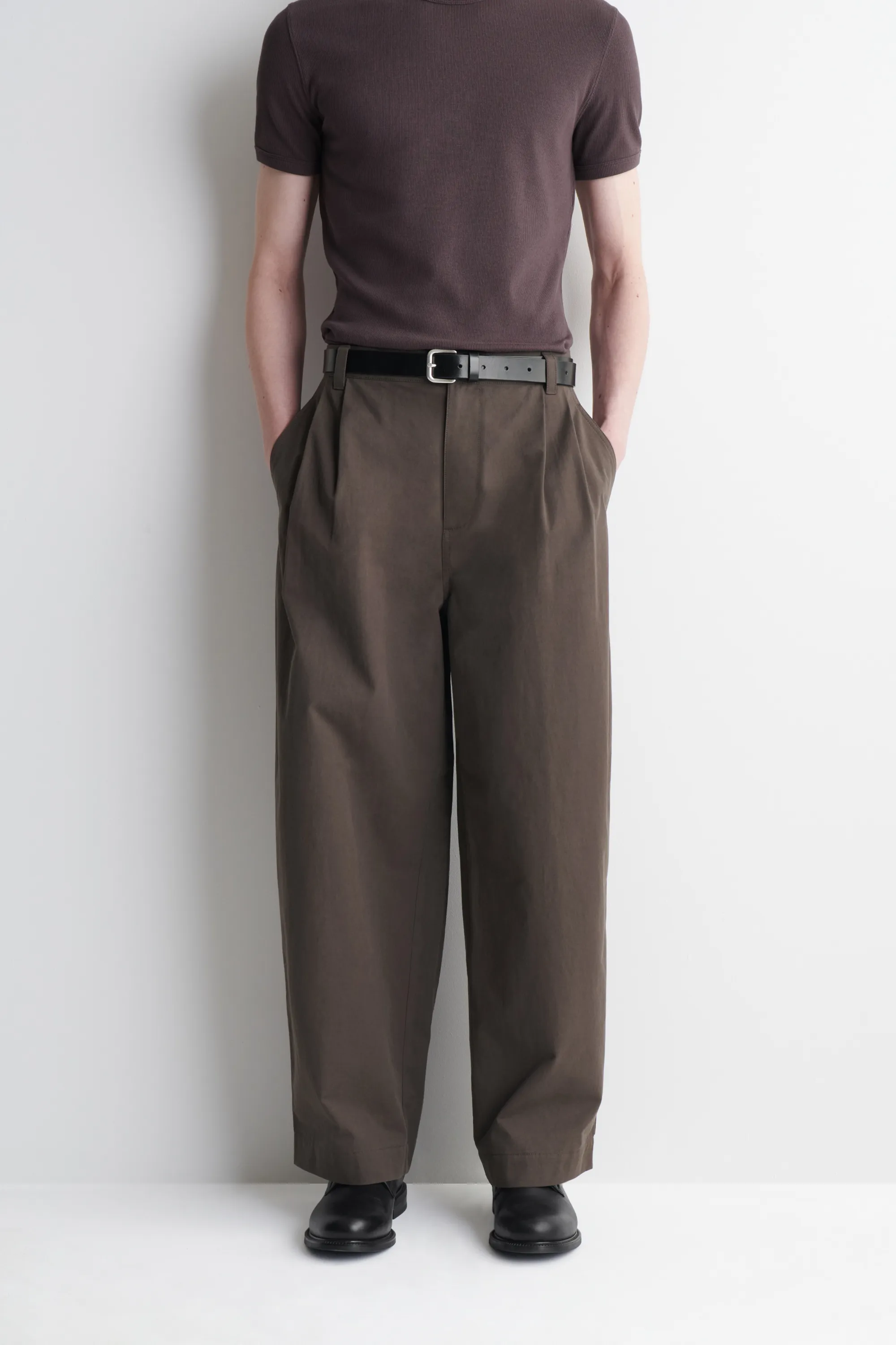PANTALON BARREL WORKWEAR DÉCONTRACTÉ EN COTON - BRUN
