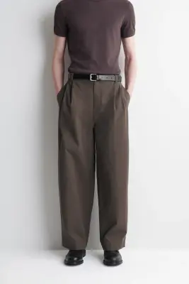 PANTALON BARREL WORKWEAR DÉCONTRACTÉ EN COTON - BRUN — photo 1