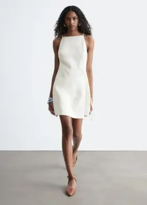 Robe courte en lin - Blanc — photo 2
