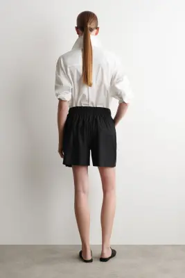 SHORT À TAILLE FRONCÉE - NOIR — photo 3