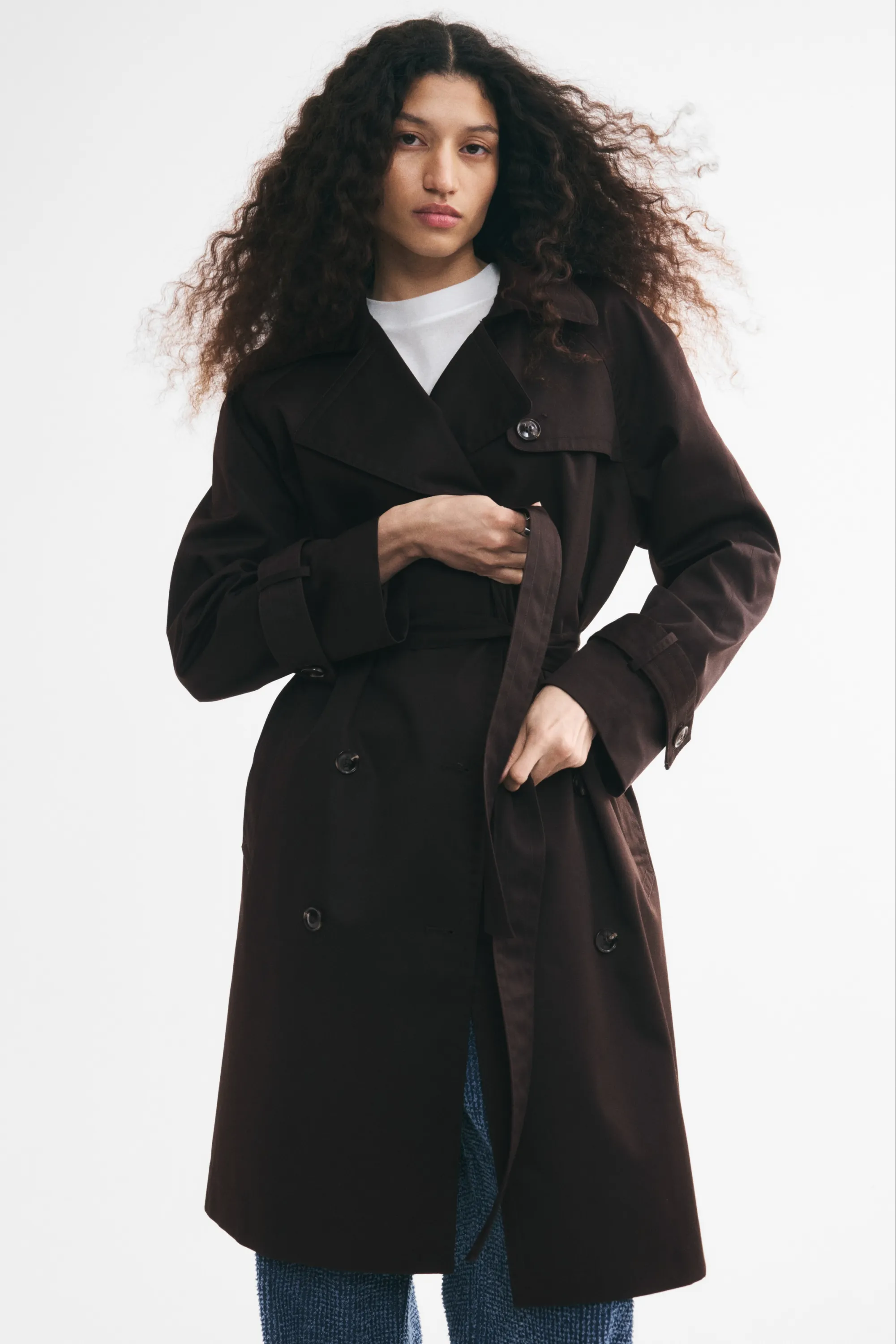 Trench-coat avec ceinture à nouer - Marron foncé