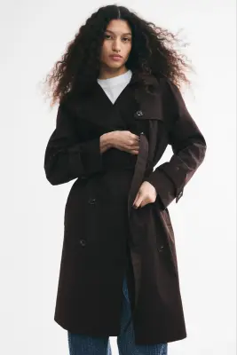 Trench-coat avec ceinture à nouer - Marron foncé — photo 1