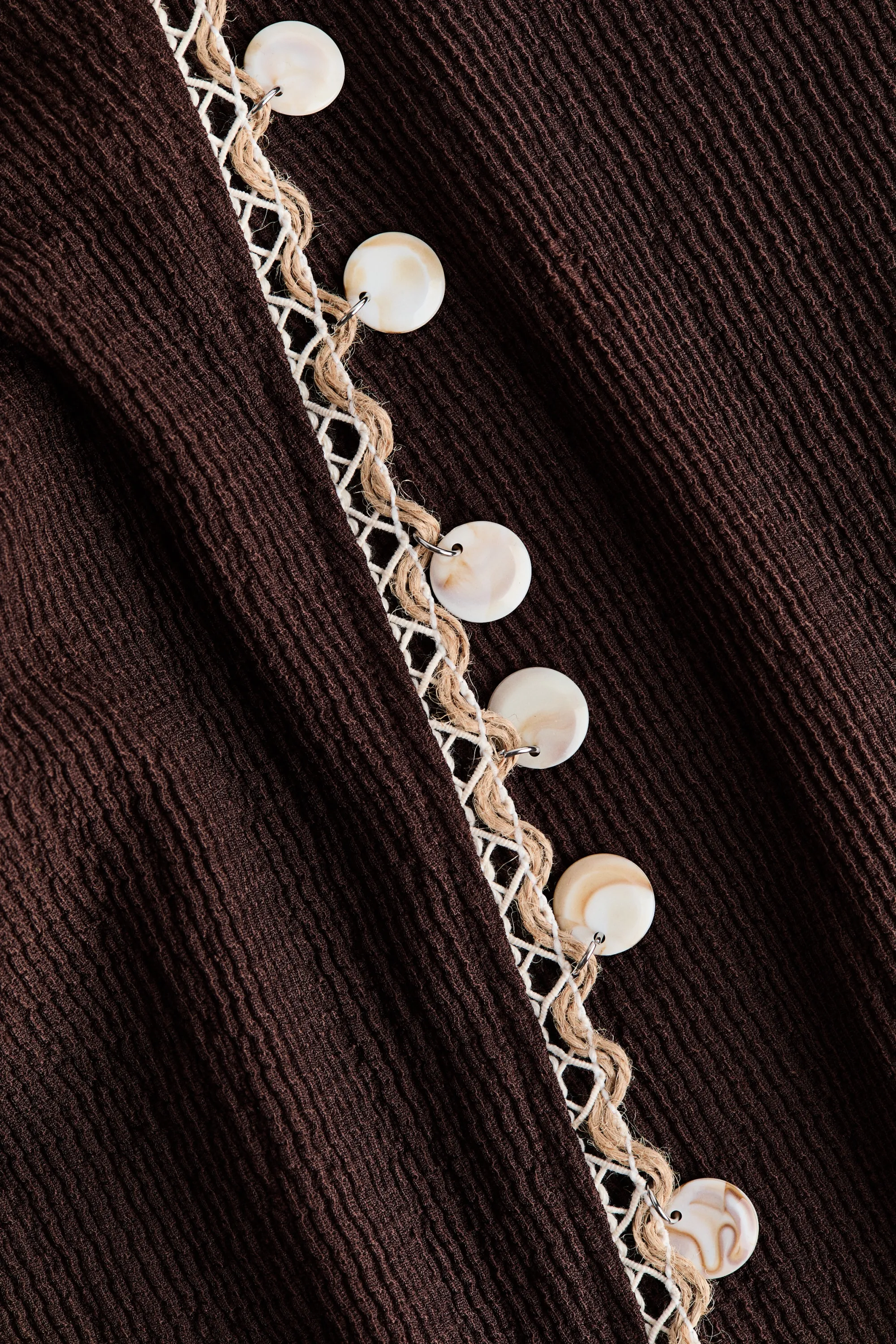 Robe dos nu ornementée - Marron foncé