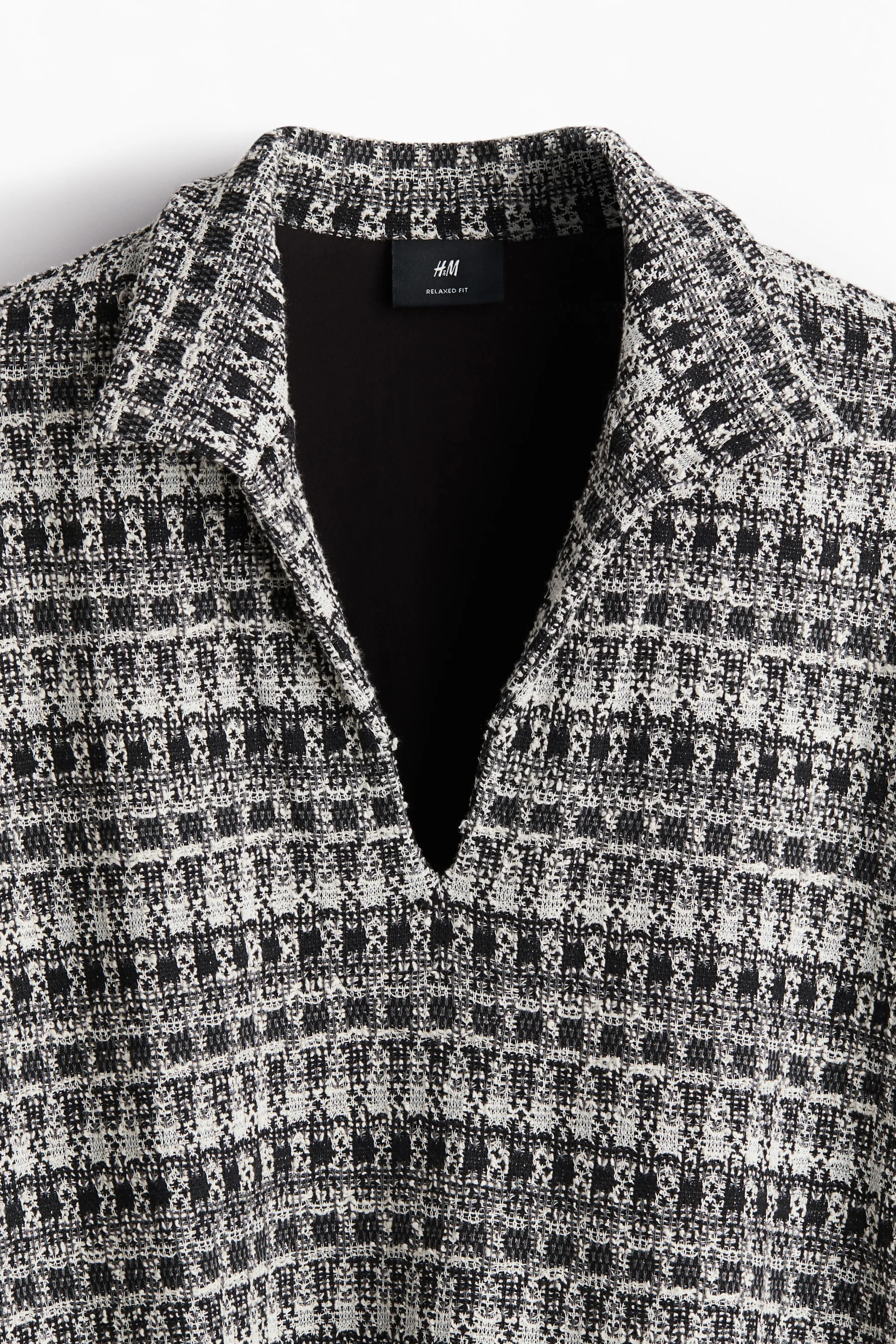 Polo imprimé Loose Fit en tweed - Noir/motif