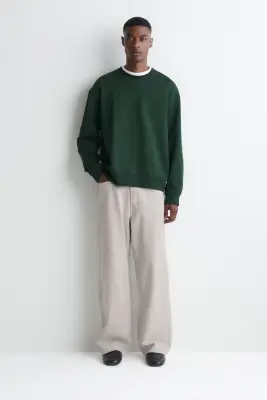 SWEAT EN COTON DÉLAVÉ - VERT FONCÉ — photo 1