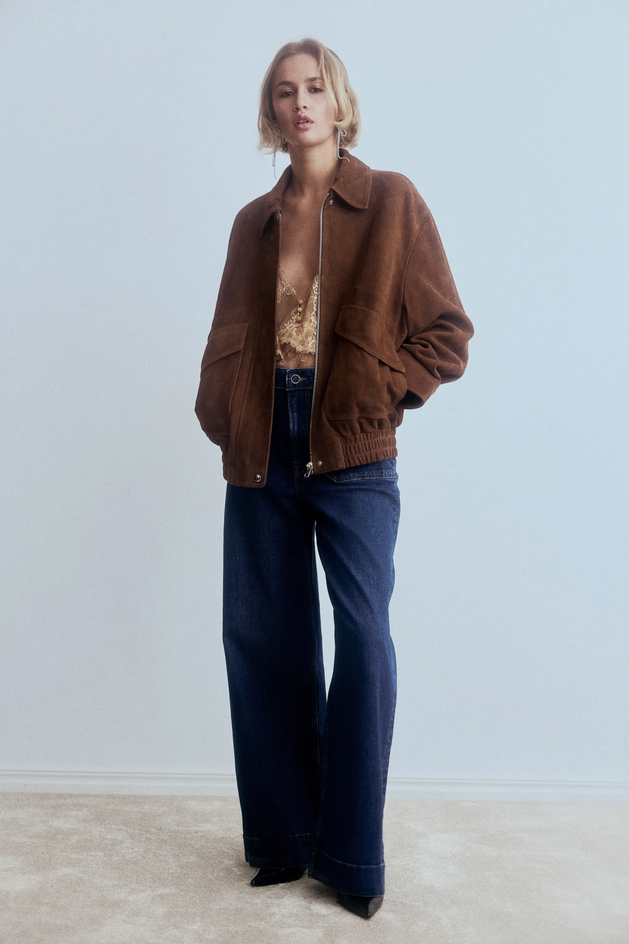 Wide High Jeans - Bleu denim