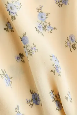 Robe à encolure bénitier avec bretelles à nouer - Jaune clair/fleuri — photo 3